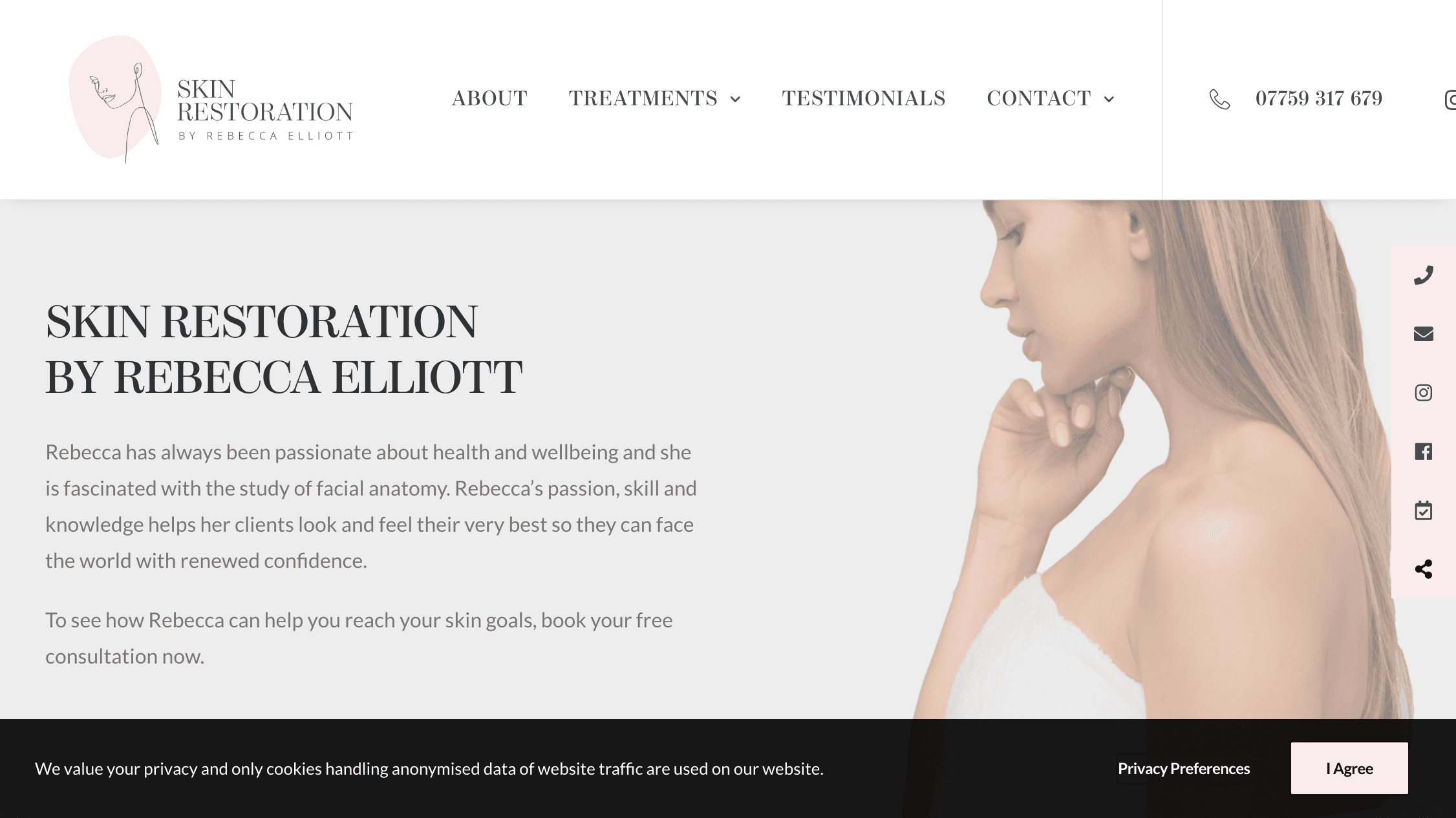 Skin Restoration website preview